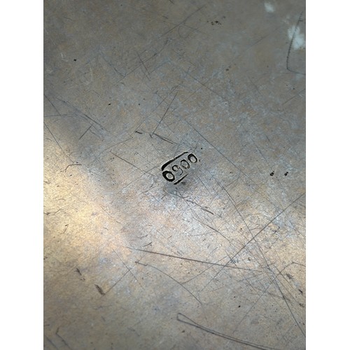 555 - FLORENTINA BOGART 900 SILVER THREE PIECE TEA SERVICE ON TWIN HANDLED TRAY 60OZ APPROX