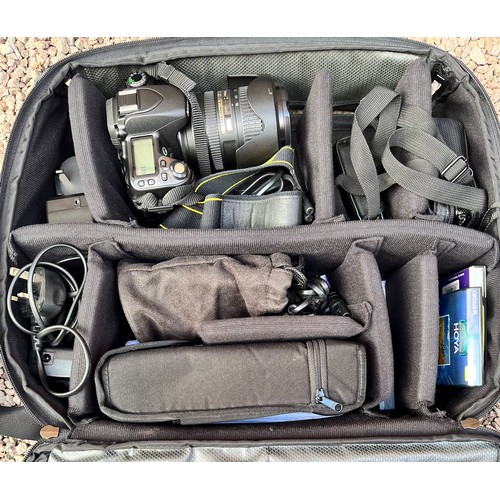 448 - NIKON D80 DIGITAL CAMERA, CANON IXUS 1001S CAMERA, NIKON COOLPIX CAMERA, LENS, FLASH, FILTERS.