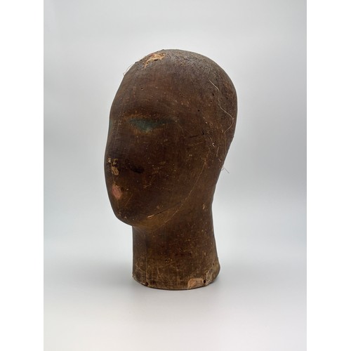 734 - ANTIQUE MILLINERS HAT BLOCK HEAD A/F