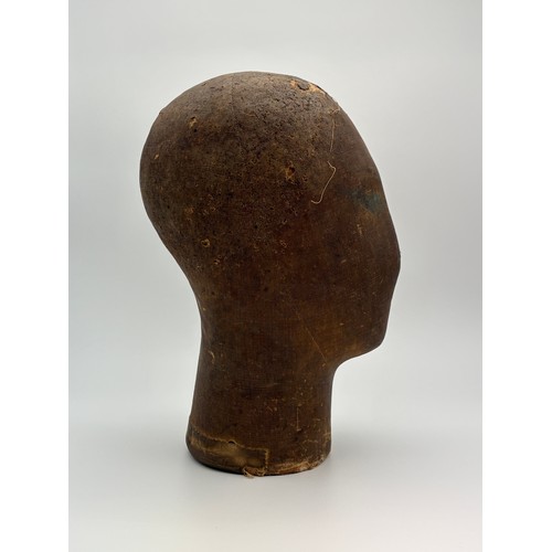 734 - ANTIQUE MILLINERS HAT BLOCK HEAD A/F