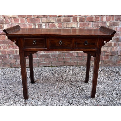 47 - CHINESE ELM ALTAR TABLE WITH THREE FRIEZE DRAWERS