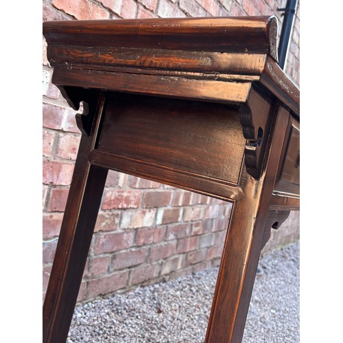 47 - CHINESE ELM ALTAR TABLE WITH THREE FRIEZE DRAWERS