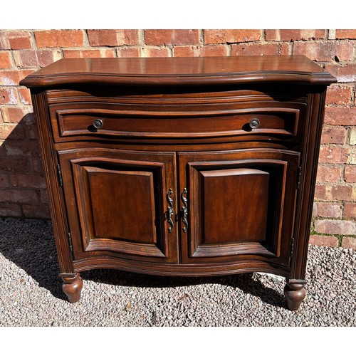 46 - FRENCH STYLE WALNUT SERPENTINE TWO DOOR CUPBOARD WITH FRIEZE DRAWER