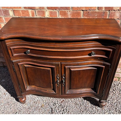 46 - FRENCH STYLE WALNUT SERPENTINE TWO DOOR CUPBOARD WITH FRIEZE DRAWER