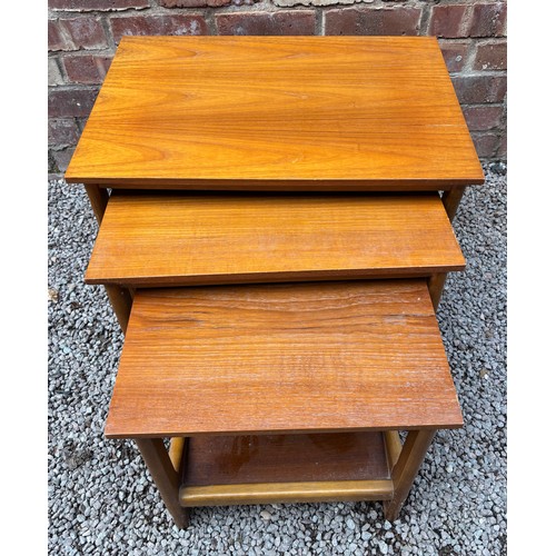 64 - TEAK NEST OF THREE TABLES