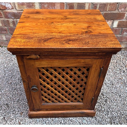 89 - MANGO WOOD LATTICE PANEL DOOR CUPBOARD