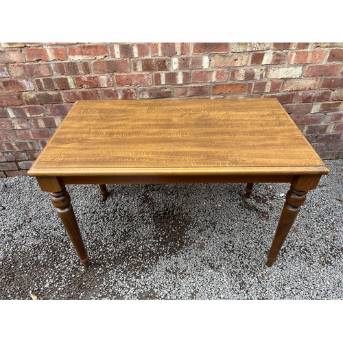 105 - BEECH VICTORIAN STYLE KITCHEN TABLE AND FOUR SPLAT BACK CHAIRS