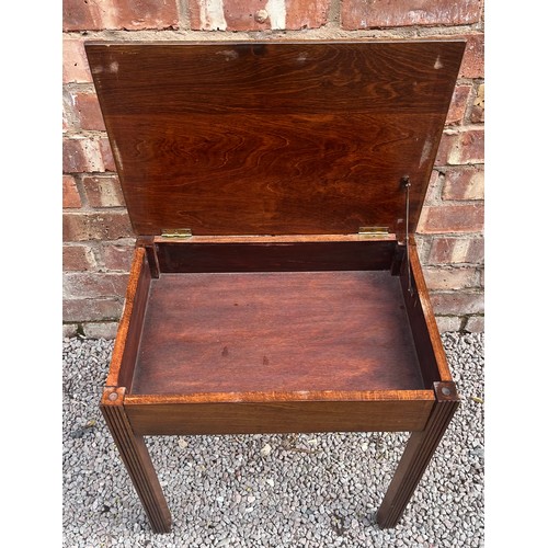 5 - OAK STOOL WITH UPHOLSTERED HINGED TOP