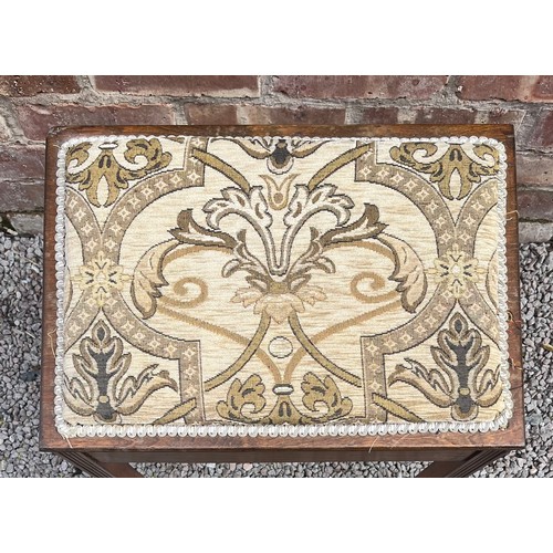 5 - OAK STOOL WITH UPHOLSTERED HINGED TOP