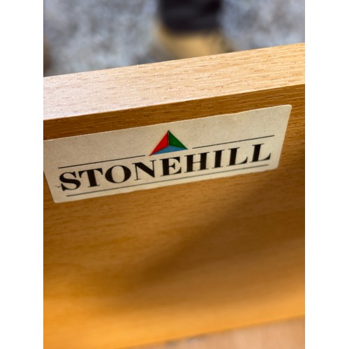 25 - STONEHILL TEAK KNEEHOLE DRESSING TABLE AND STOOL
