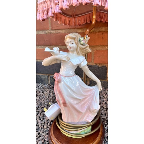 200 - PORCELAIN GIRL AND DOVE FIGURAL TABLE LAMP AND ONE OTHER
