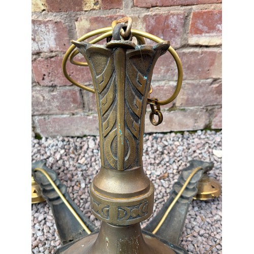 190 - BRASS FIVE BRANCH CEILING LIGHT