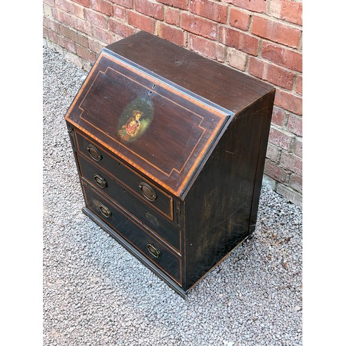 209 - EDWARDIAN INLAID AND PAINTED BUREAU A/F