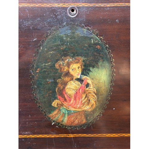 209 - EDWARDIAN INLAID AND PAINTED BUREAU A/F