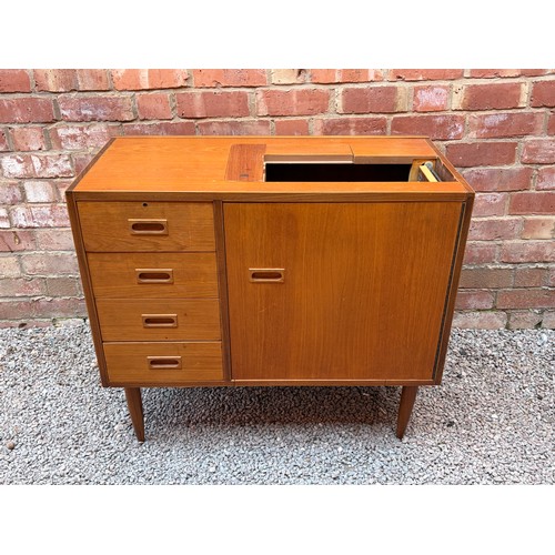 197 - TEAK SEWING/NEEDLEWORK CABINET