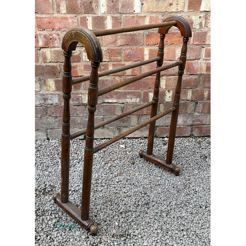 33 - EDWARDIAN TURNED TOWEL RAIL AND ONE OTHER