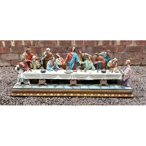 558 - CAPODIMONTE  LARGE FIGURE GROUP OF THE LAST SUPPER SOME A/F