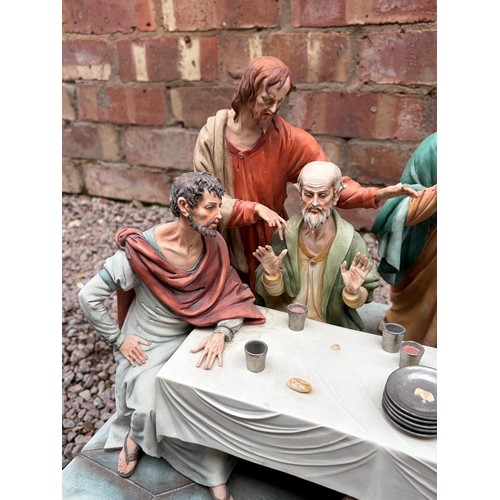 558 - CAPODIMONTE  LARGE FIGURE GROUP OF THE LAST SUPPER SOME A/F