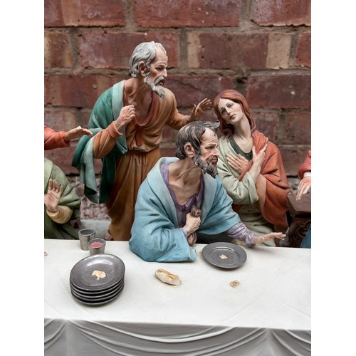 558 - CAPODIMONTE  LARGE FIGURE GROUP OF THE LAST SUPPER SOME A/F