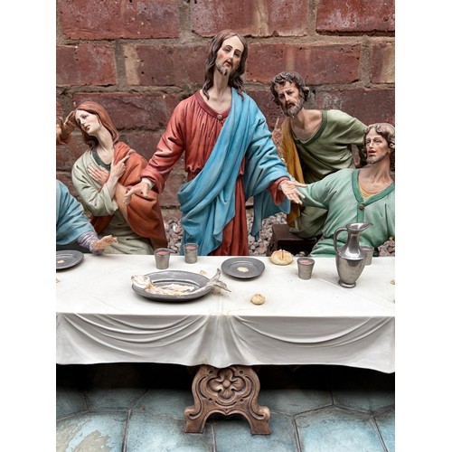 558 - CAPODIMONTE  LARGE FIGURE GROUP OF THE LAST SUPPER SOME A/F