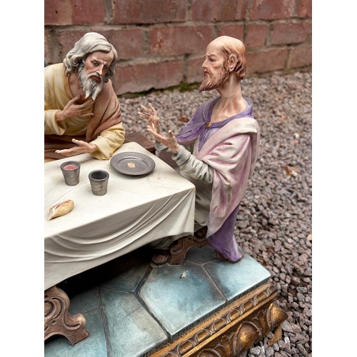 558 - CAPODIMONTE  LARGE FIGURE GROUP OF THE LAST SUPPER SOME A/F