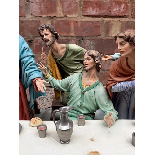 558 - CAPODIMONTE  LARGE FIGURE GROUP OF THE LAST SUPPER SOME A/F