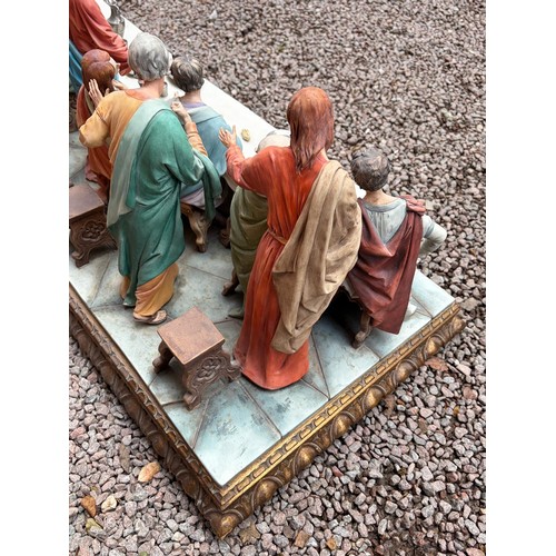 558 - CAPODIMONTE  LARGE FIGURE GROUP OF THE LAST SUPPER SOME A/F