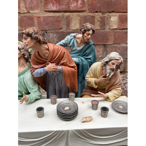 558 - CAPODIMONTE  LARGE FIGURE GROUP OF THE LAST SUPPER SOME A/F