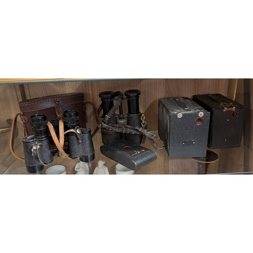 473 - SHELF OF VINTAGE BOXED CAMERA, 127 VEST POCKET CAMERAS AND OTHERS