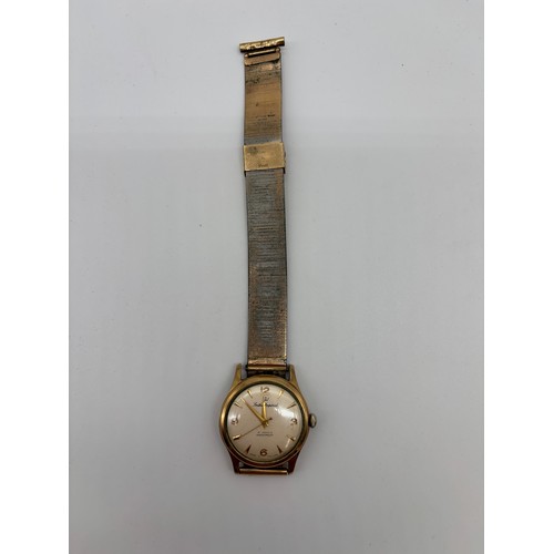 515 - 9CT GOLD SMITHS IMPERIAL 19 JEWELS MANUAL WIND WRISTWATCH ON METAL BRACELET STRAP A/F