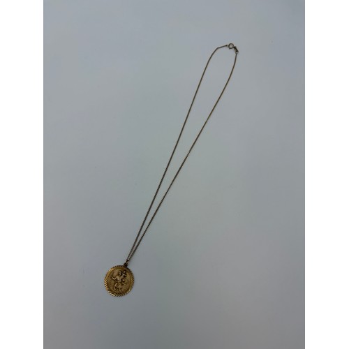 464 - 9CT GOLD ST. CHRISTOPHER ON CHAIN 7.2G APPROX.