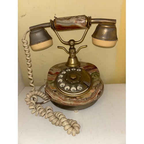 346 - VINTAGE STYLE ONYX MARBLED RING DIAL TELEPHONE