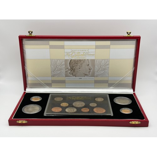 550 - LIMITED EDITION ROYAL MINT QUEEN ELIZABETH GILLICK PORTRAIT COIN COLLECTION INC. 1957 AND 1968 SOVER...