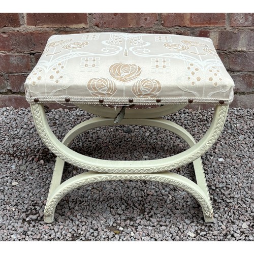 162 - CREAM PAINTED UPHOLSTERED DRESSING STOOL