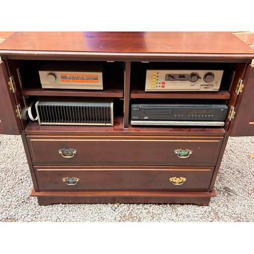 249 - CABINET CONTAINING QUAD 405, 2 HIFI SYSTEM WITH ARCAM ALPHA 5 PLUS CD PLAYER ON VIBRATION MAT