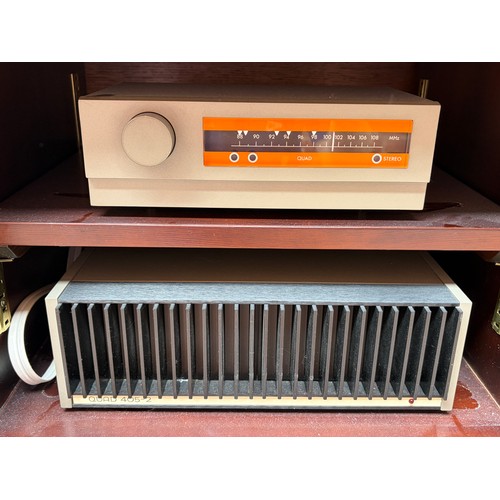 249 - CABINET CONTAINING QUAD 405, 2 HIFI SYSTEM WITH ARCAM ALPHA 5 PLUS CD PLAYER ON VIBRATION MAT