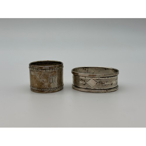 638 - BIRMINGHAM SILVER OVAL-SHAPED NAPKIN RING AND 800 WHITE METAL NAPKIN RING