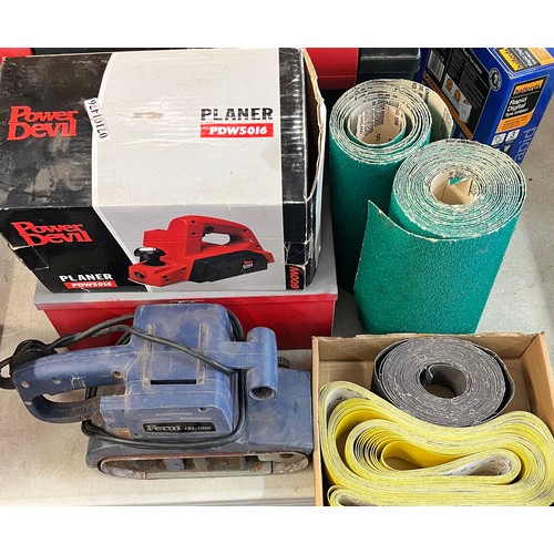 POWER DEVIL PLANER,DETAIL SANDER,FERM BELT SANDER AND ABRASIVE BELTS