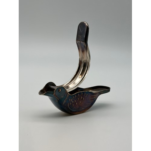 640 - SELECTION OF WMF PLATED TABLE WARES INC. , NOVELTY BIRD LEMON JUICER, CARVING SET AND FISH BONE DISH... 