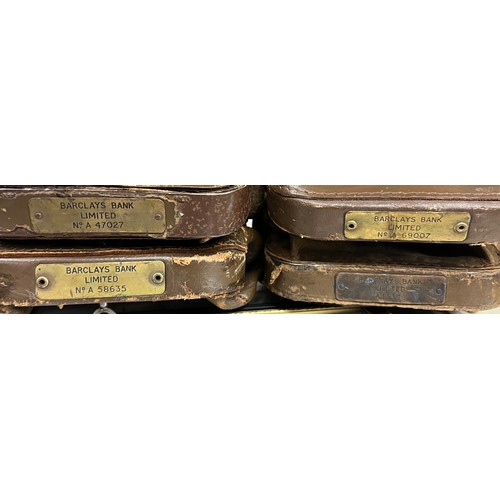 455 - SELECTION OF VINTAGE CHUBB LOCK BARCLAYS BANK LEATHER BAGS