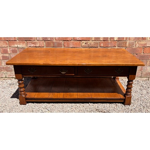 19 - OAK COFFEE TABLE WITH DRAWERS