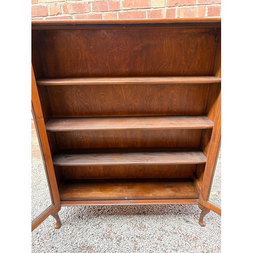 54 - MAHOGANY GLAZED BOW FRONT CABINET ON CABRIOLE LEGS