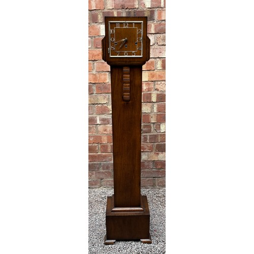 56 - OAK SMALL CHIMING LONGCASE CLOCK