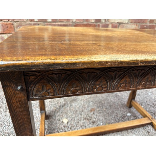 30 - OAK CARVED AND PEGGED GUILD SCHOOL INSPIRED SIDE TABLE