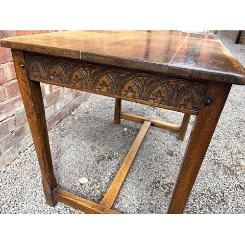 30 - OAK CARVED AND PEGGED GUILD SCHOOL INSPIRED SIDE TABLE