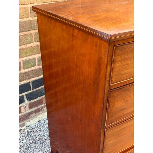 9 - REGENCY MAHOGANY BOW FRONT TWO OVER THREE DRAWER CHEST ON SPLAY BRACKET FEET