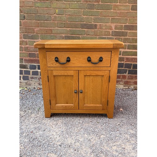 51 - LIGHT OAK CUPBOARD WITH SINGLE DRAWER