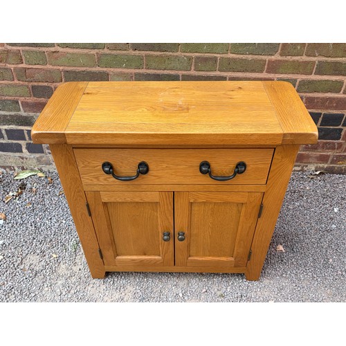 51 - LIGHT OAK CUPBOARD WITH SINGLE DRAWER