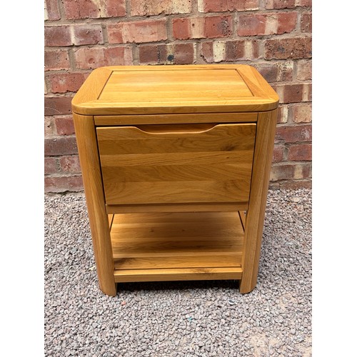 45 - LIGHT OAK LAMP TABLE WITH DEEP DRAWER