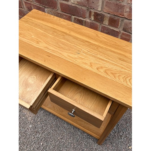 47 - LIGHT OAK DOUBLE DRAWER SIDE TABLE